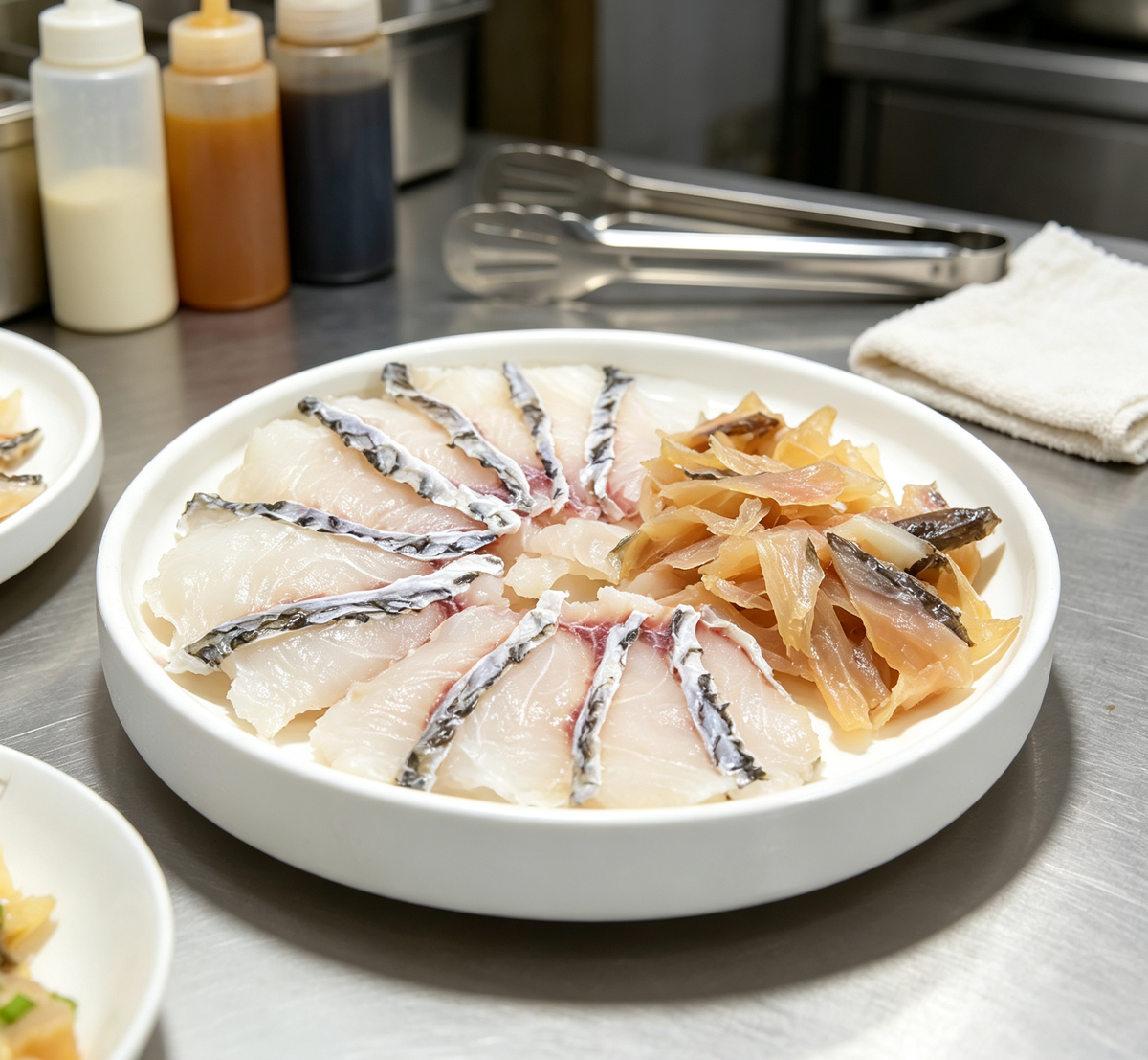Uniform fish fillet slices ready to cook