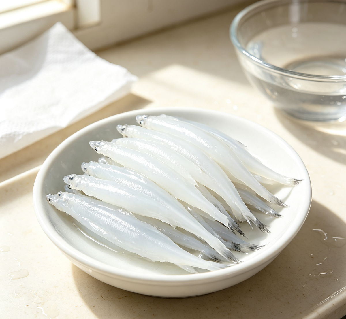 Close-up of silver-white fish in a dish